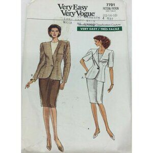 Vintage Very Easy Very Vogue 7701 Skirt Suit Womens Sewing Pattern